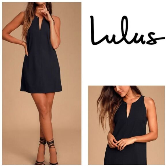 Lulus Near or Bar Black Sleeveless Shift Dress - Picture 1 of 16